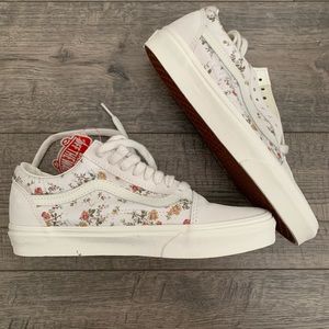 White vans with floral designs size 8